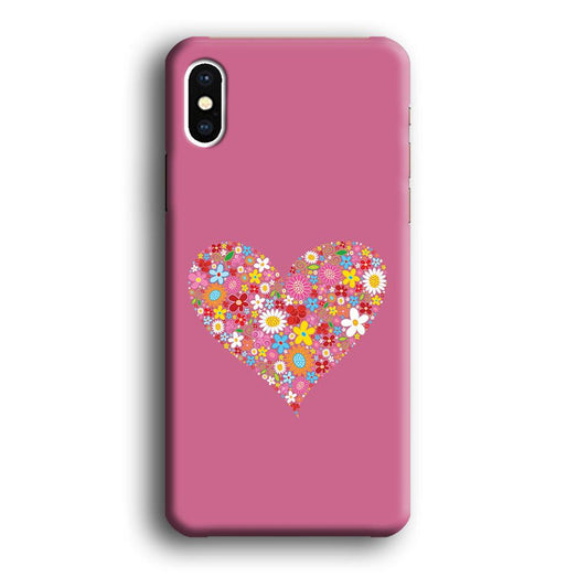 Love Flower iPhone Xs Case-Plastic / Full Wrap (3D Case)-Xtracase