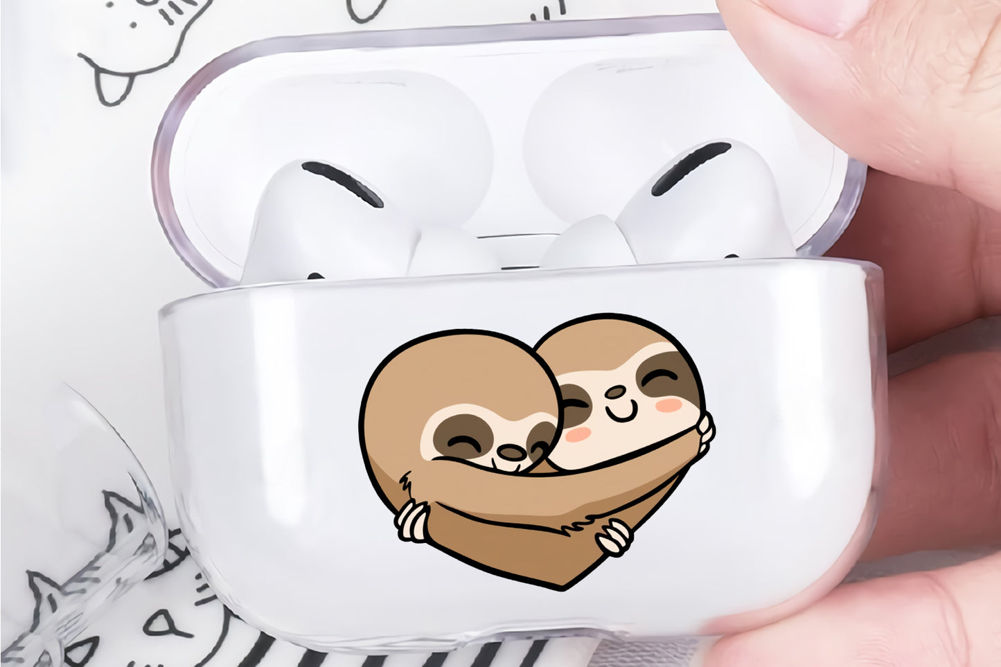 Love Sloth Hard Plastic Protective Clear Case Cover For Apple Airpod Pro