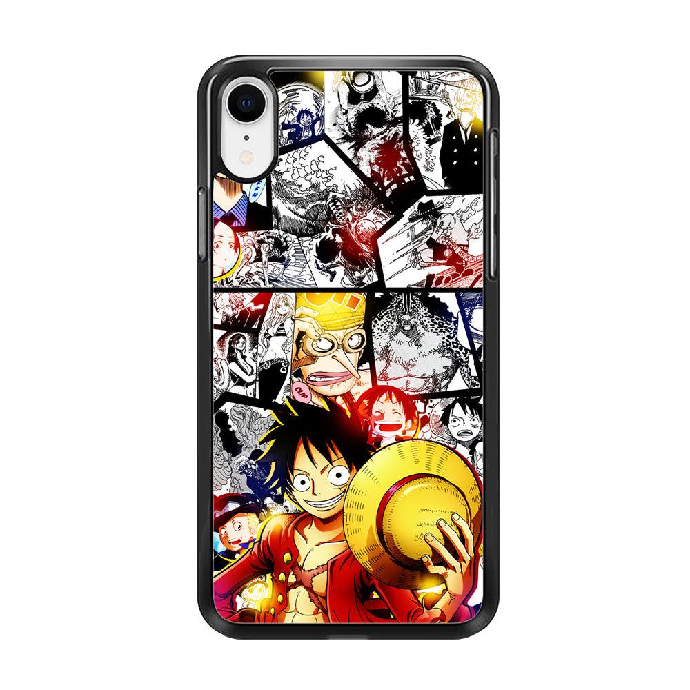Luffy Comic Background iPhone XR Case-Rubber / Black (2D Case)-Xtracase