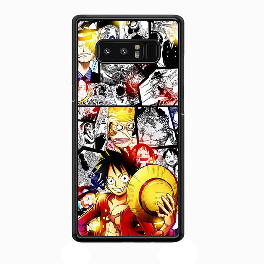Luffy Comic Background Samsung Galaxy Note 8 Case-Rubber / Black (2D Case)-Xtracase