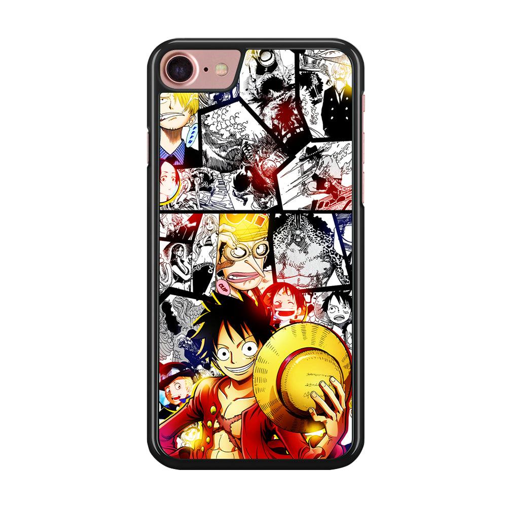 Luffy Comic Background iPhone SE 2020 Case-Rubber / Black (2D Case)-Xtracase