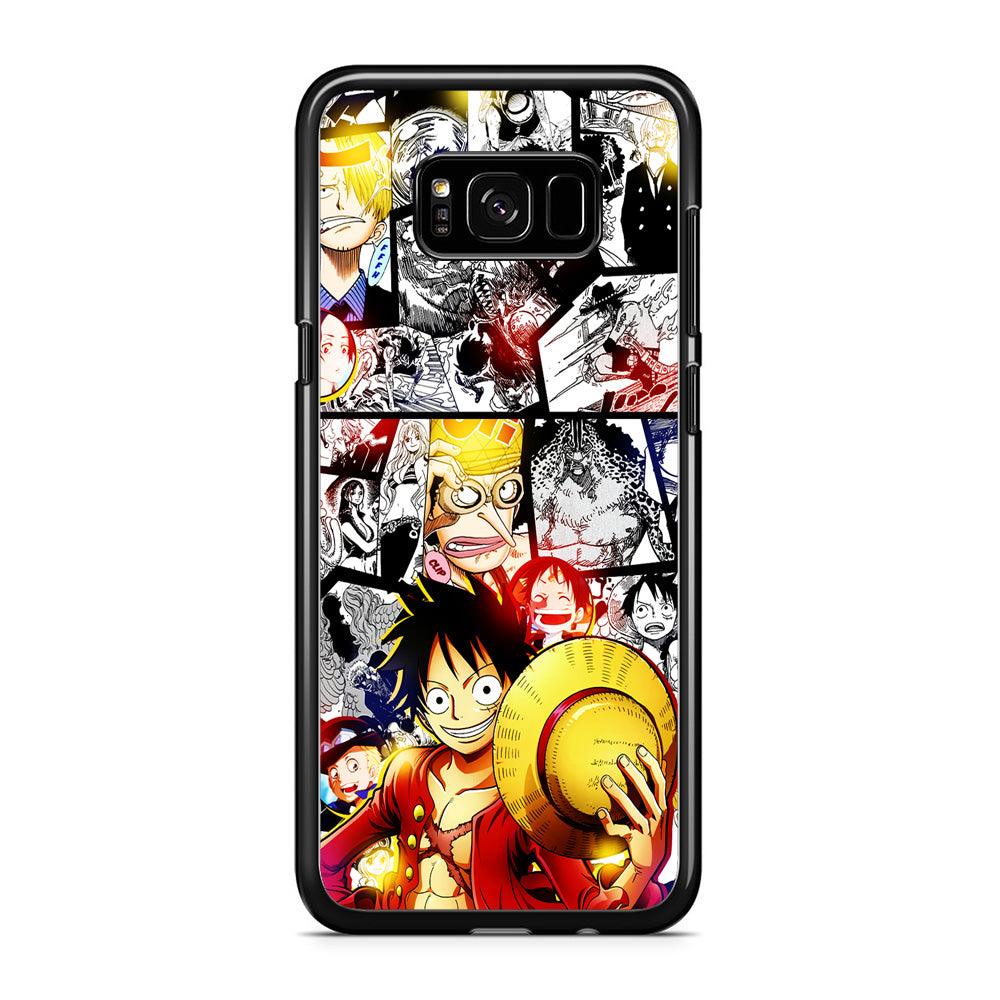 Luffy Comic Background Samsung Galaxy S8 Case-Rubber / Black (2D Case)-Xtracase