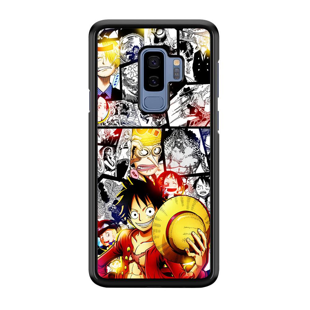 Luffy Comic Background Samsung Galaxy S9 Plus Case-Rubber / Black (2D Case)-Xtracase