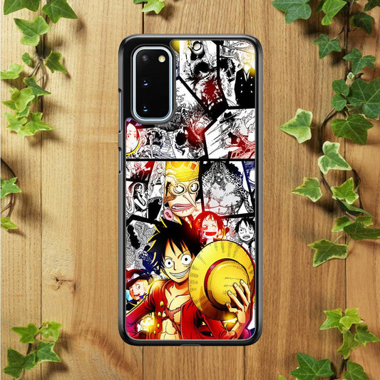 Luffy Comic Background Samsung Galaxy S20 Case-Rubber / Black (2D Case)-Xtracase