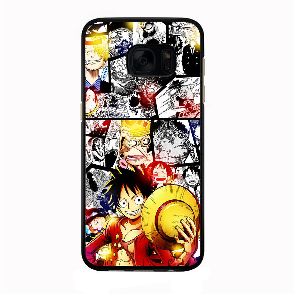 Luffy Comic Background Samsung Galaxy S7 Edge Case-Rubber / Black (2D Case)-Xtracase