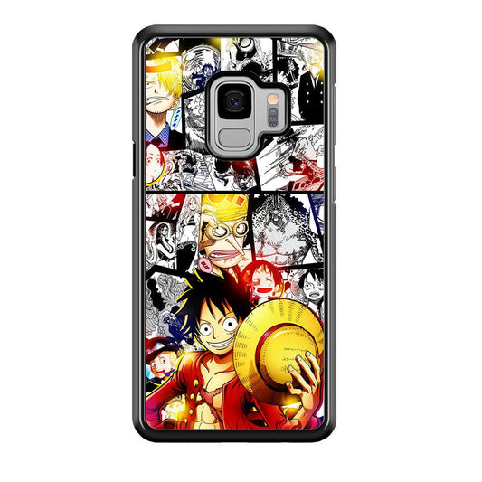 Luffy Comic Background Samsung Galaxy S9 Case-Rubber / Black (2D Case)-Xtracase