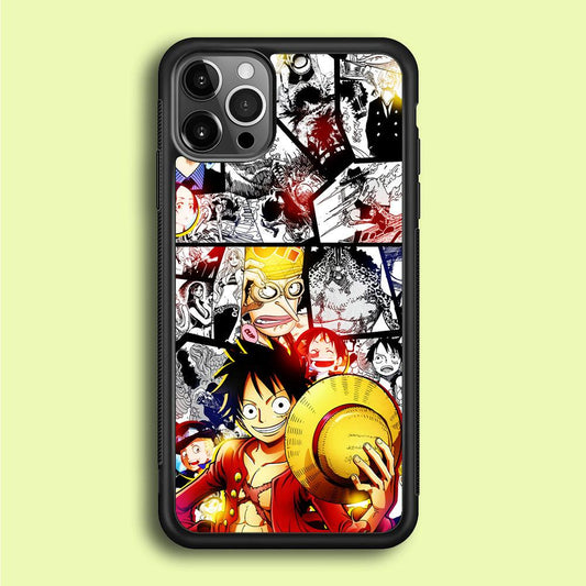 Luffy Comic Background iPhone 12 Pro Max Case-Rubber / Black (2D Case)-Xtracase