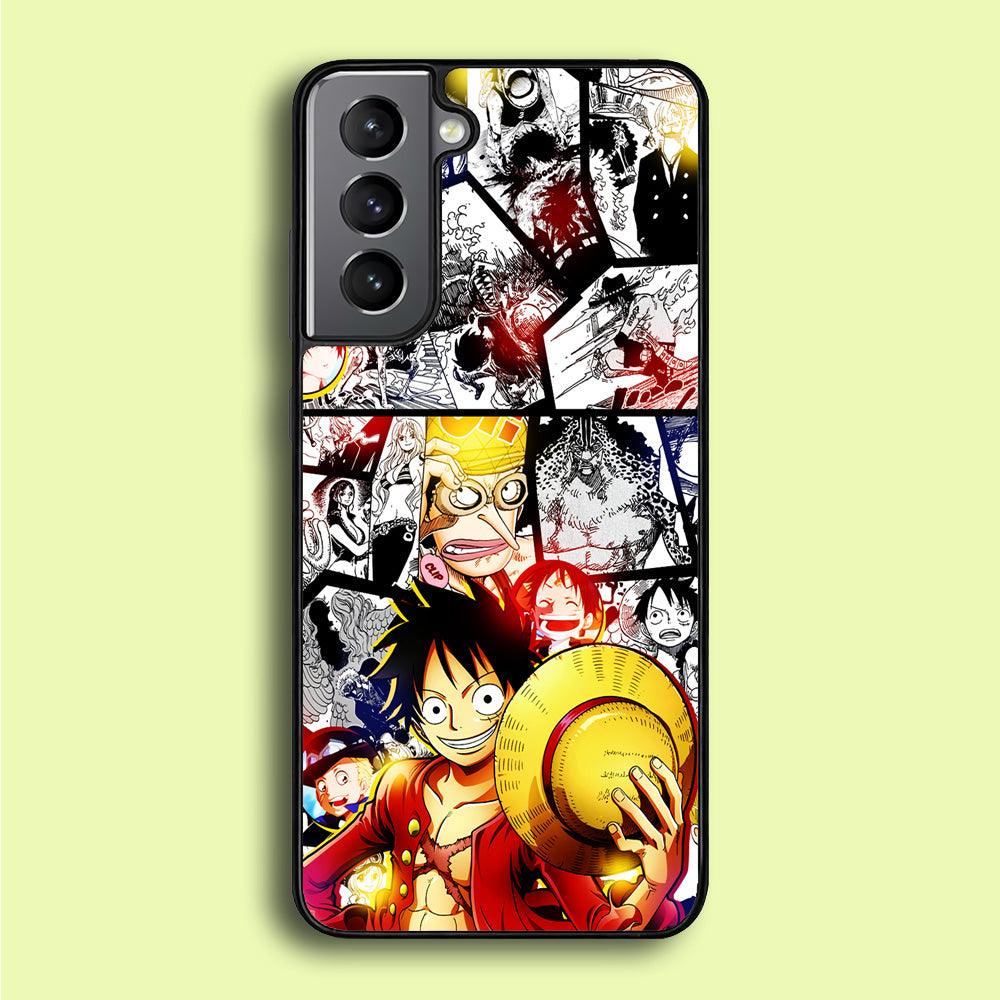 Luffy Comic Background Samsung Galaxy A16 Case-Rubber / Black (2D Case)-Xtracase