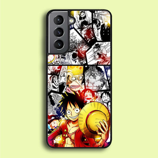 Luffy Comic Background Samsung Galaxy A16 Case-Rubber / Black (2D Case)-Xtracase