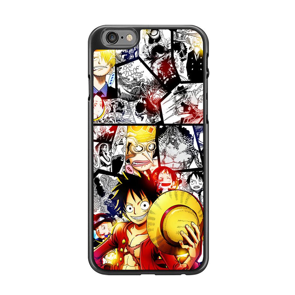 Luffy Comic Background iPhone 6 | 6s Case-Rubber / Black (2D Case)-Xtracase