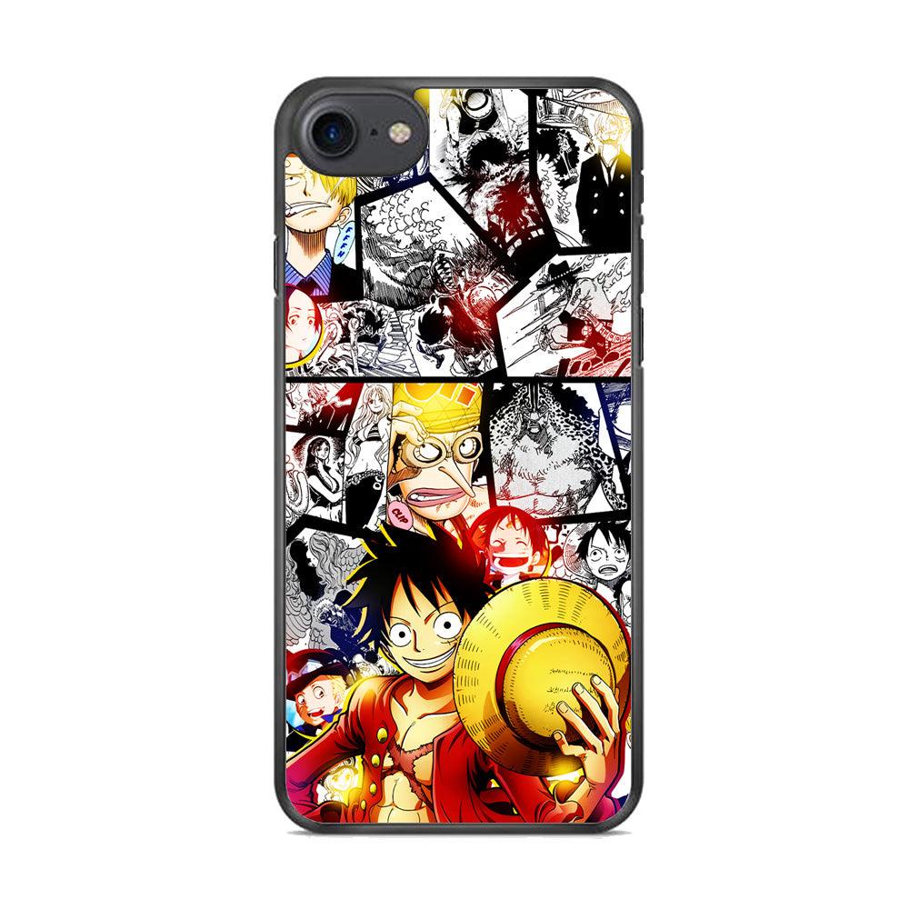 Luffy Comic Background iPhone 7 Case-Rubber / Black (2D Case)-Xtracase