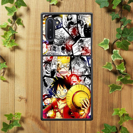 Luffy Comic Background Samsung Galaxy Note 10 Case-Rubber / Black (2D Case)-Xtracase