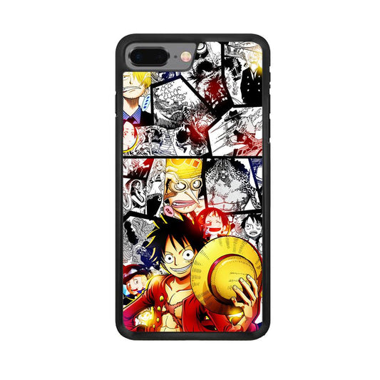 Luffy Comic Background iPhone 8 Plus Case-Rubber / Black (2D Case)-Xtracase