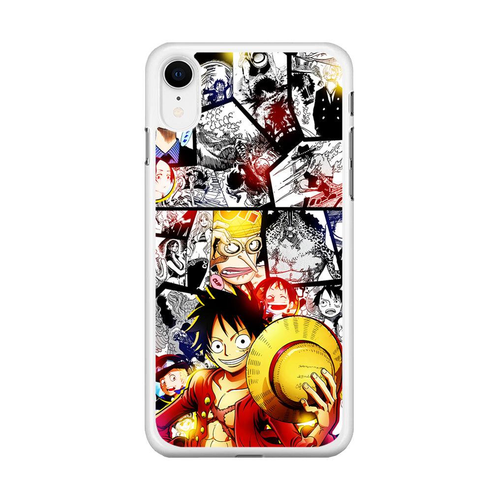 Luffy Comic Background iPhone XR Case-Rubber / White (2D Case)-Xtracase