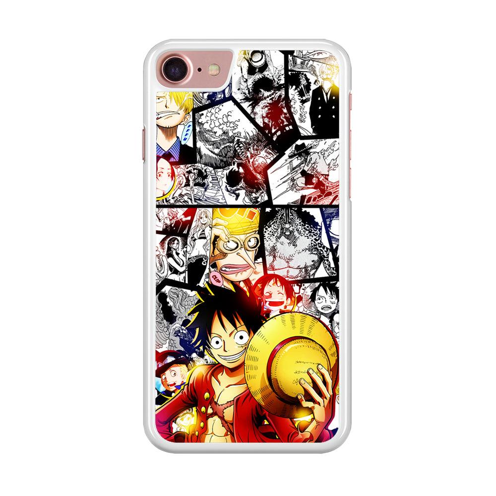 Luffy Comic Background iPhone SE 2020 Case-Rubber / White (2D Case)-Xtracase