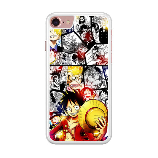 Luffy Comic Background iPhone SE 2020 Case-Rubber / White (2D Case)-Xtracase