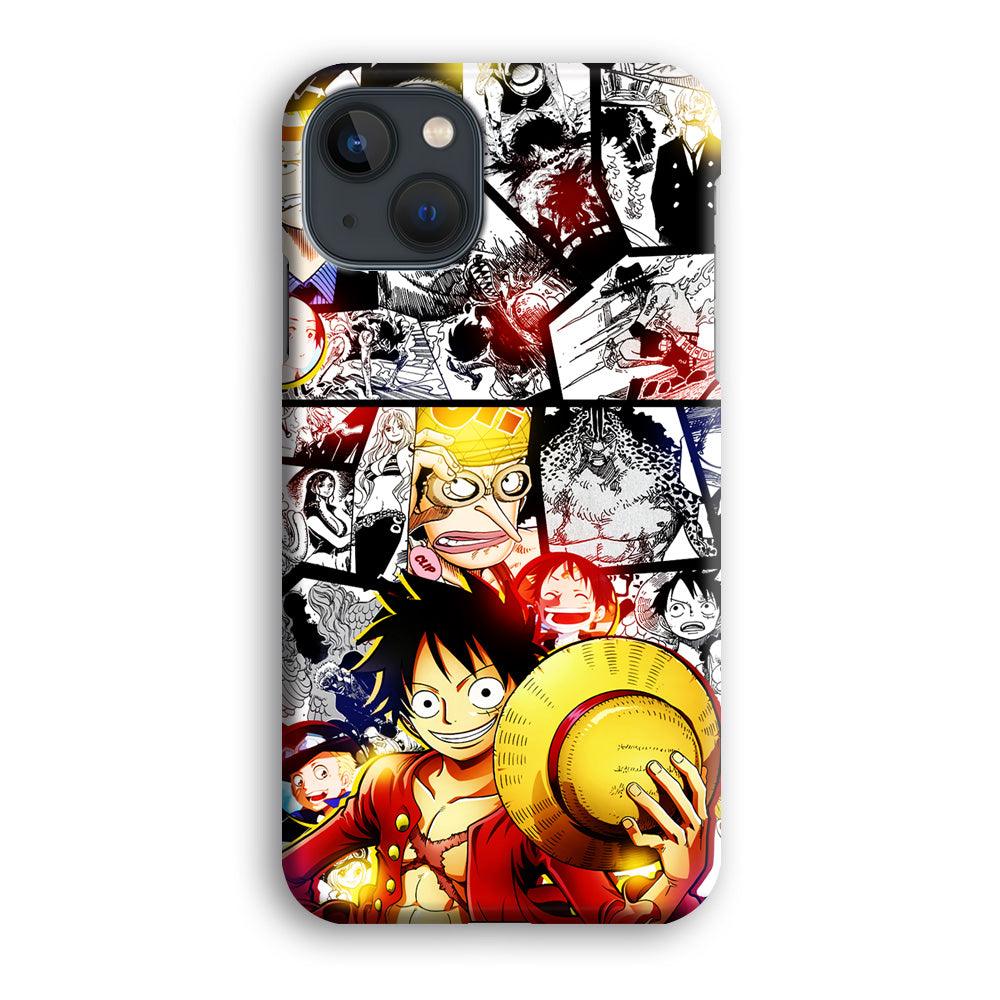 Luffy Comic Background iPhone 13 Case-Plastic / Full Wrap (3D Case)-Xtracase