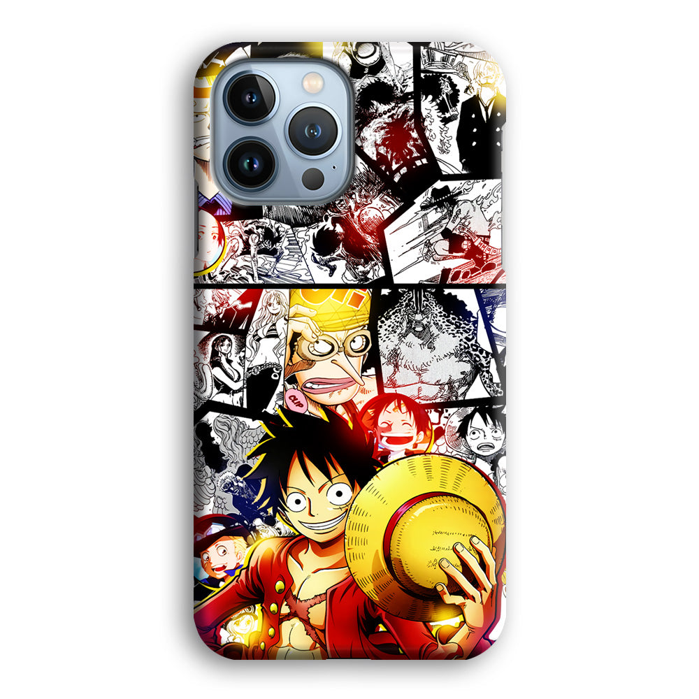 Luffy Comic Background iPhone 13 Pro Case-Plastic / Full Wrap (3D Case)-Xtracase