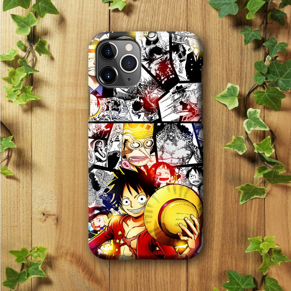 Luffy Comic Background iPhone 11 Pro Case-Plastic / Full Wrap (3D Case)-Xtracase