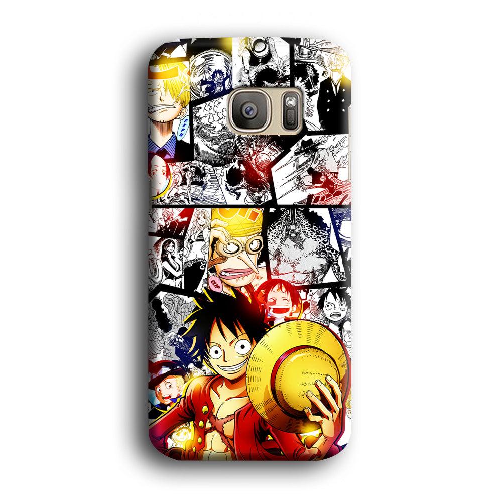 Luffy Comic Background Samsung Galaxy S7 Edge Case-Plastic / Full Wrap (3D Case)-Xtracase