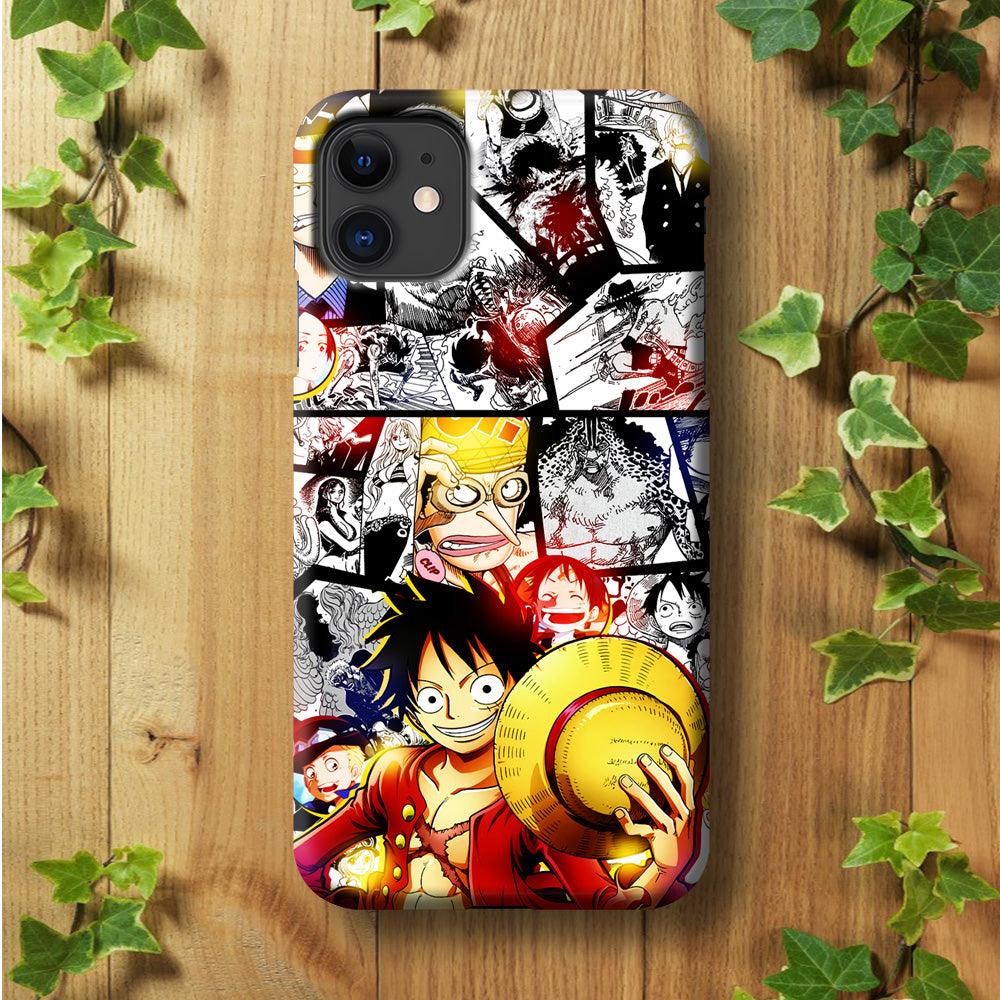 Luffy Comic Background iPhone 11 Case-Plastic / Full Wrap (3D Case)-Xtracase