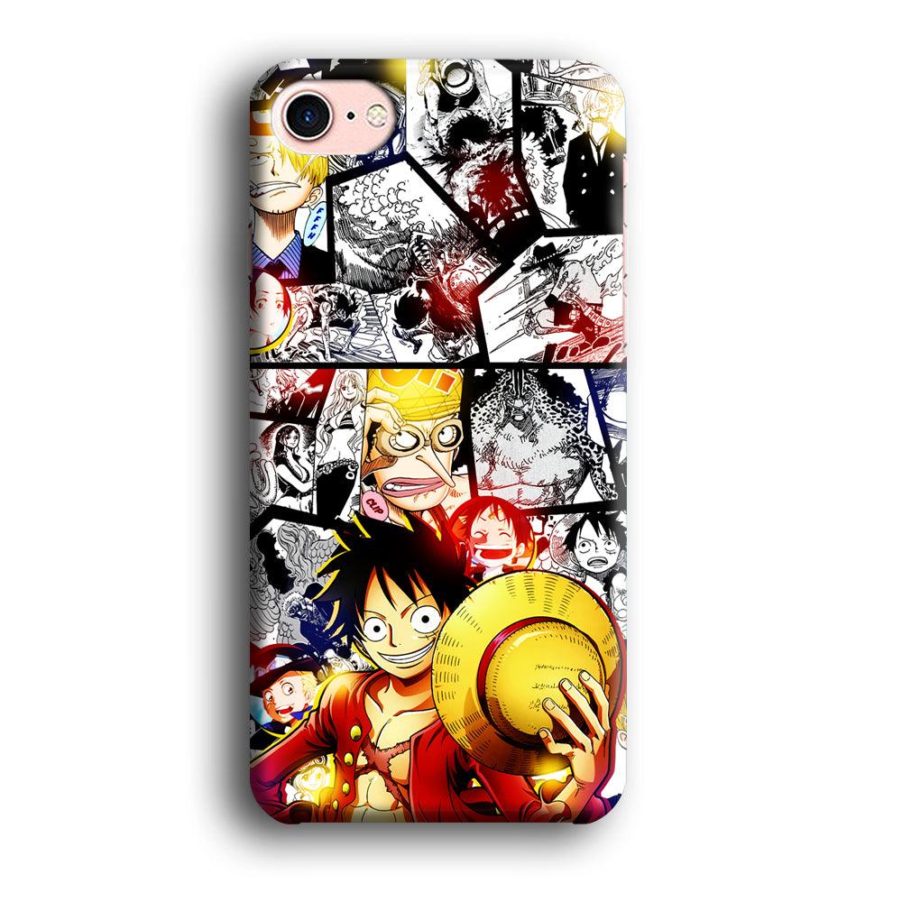 Luffy Comic Background iPhone SE 2020 Case-Plastic / Full Wrap (3D Case)-Xtracase