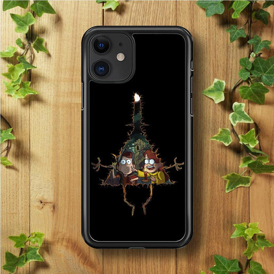 Mabel and Dipper Gravity Falls iPhone 11 Case-Rubber / Black (2D Case)-Xtracase