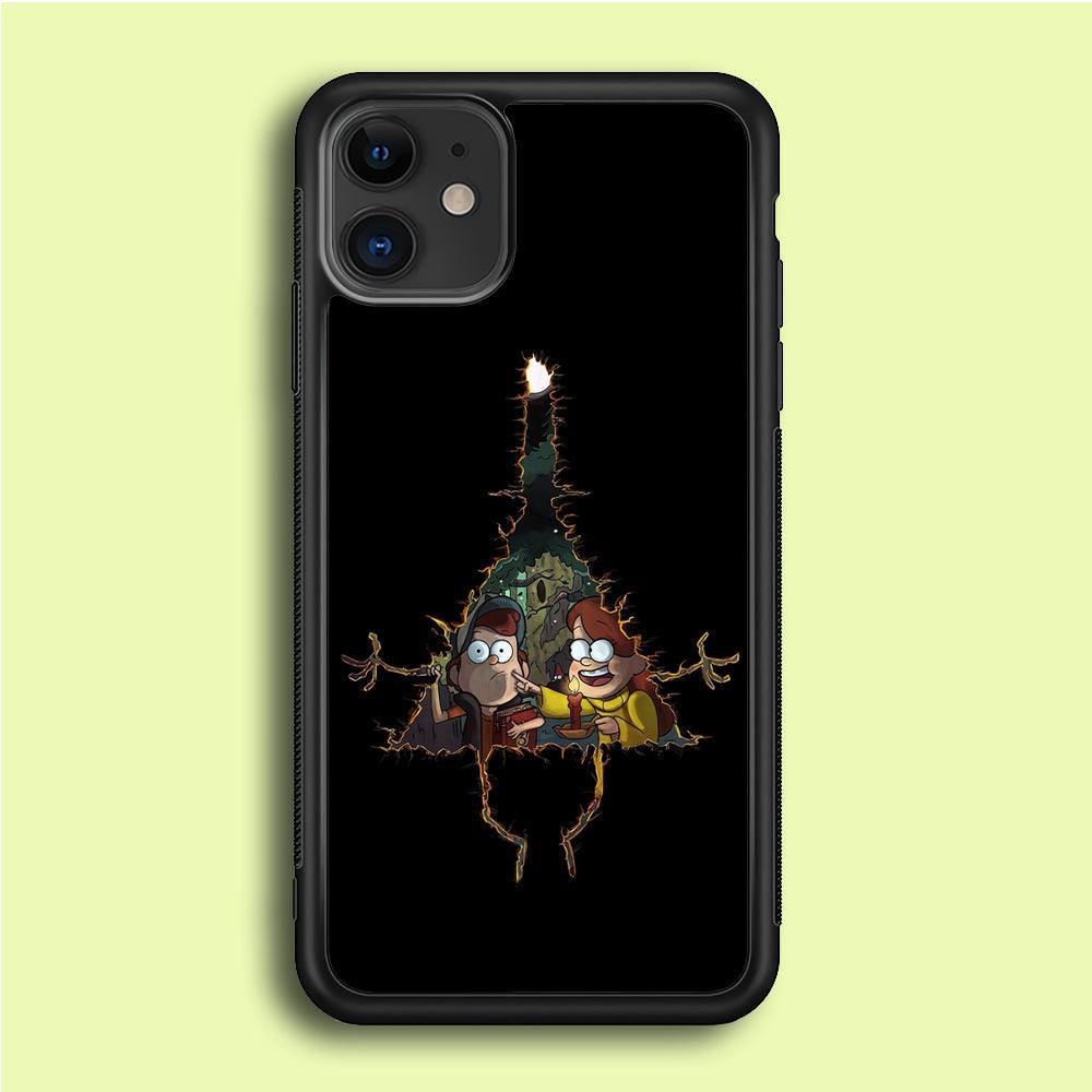 Mabel and Dipper Gravity Falls iPhone 12 Mini Case-Rubber / Black (2D Case)-Xtracase