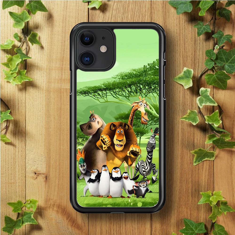 Madagascar Family iPhone 11 Case-Rubber / Black (2D Case)-Xtracase