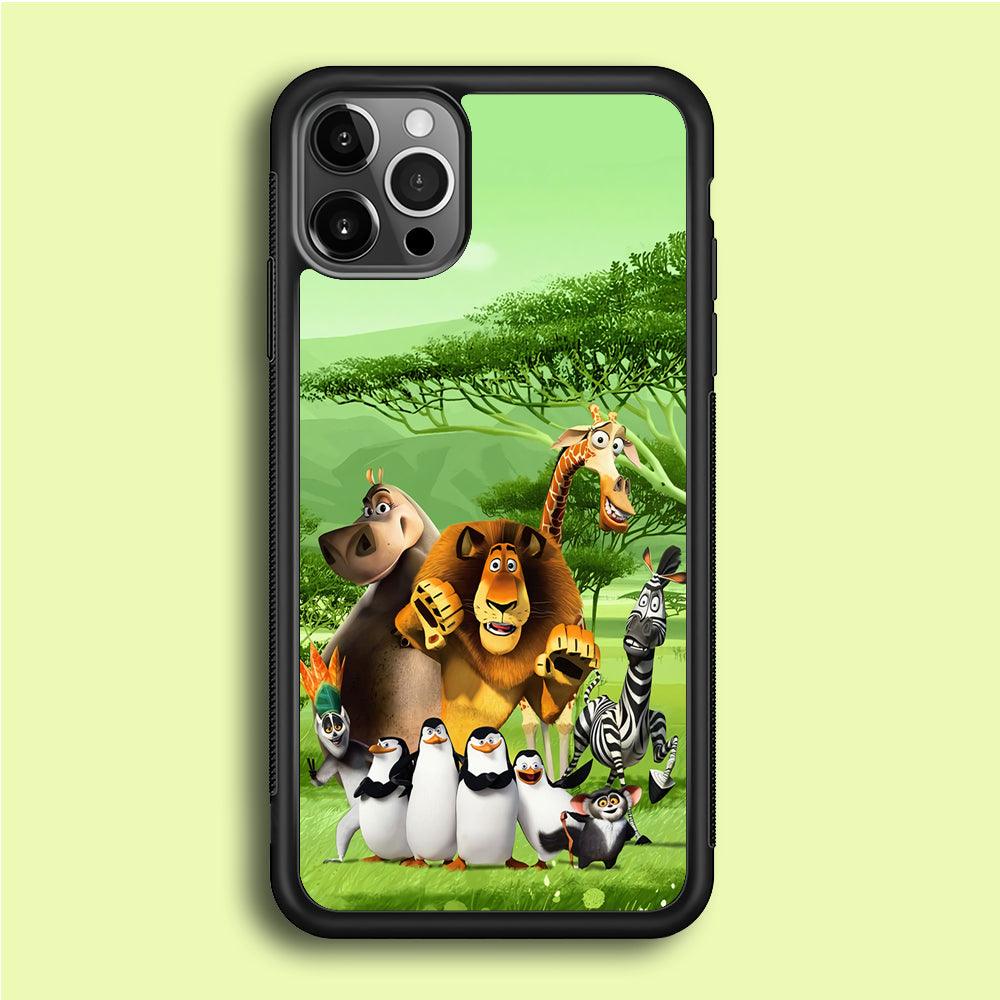 Madagascar Family iPhone 12 Pro Max Case-Rubber / Black (2D Case)-Xtracase