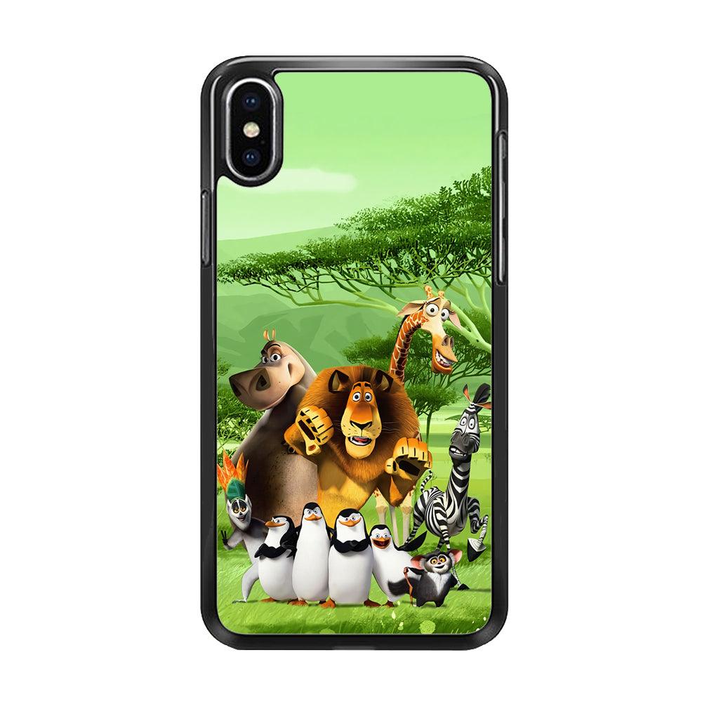 Madagascar Family iPhone Xs Max Case-Rubber / Black (2D Case)-Xtracase