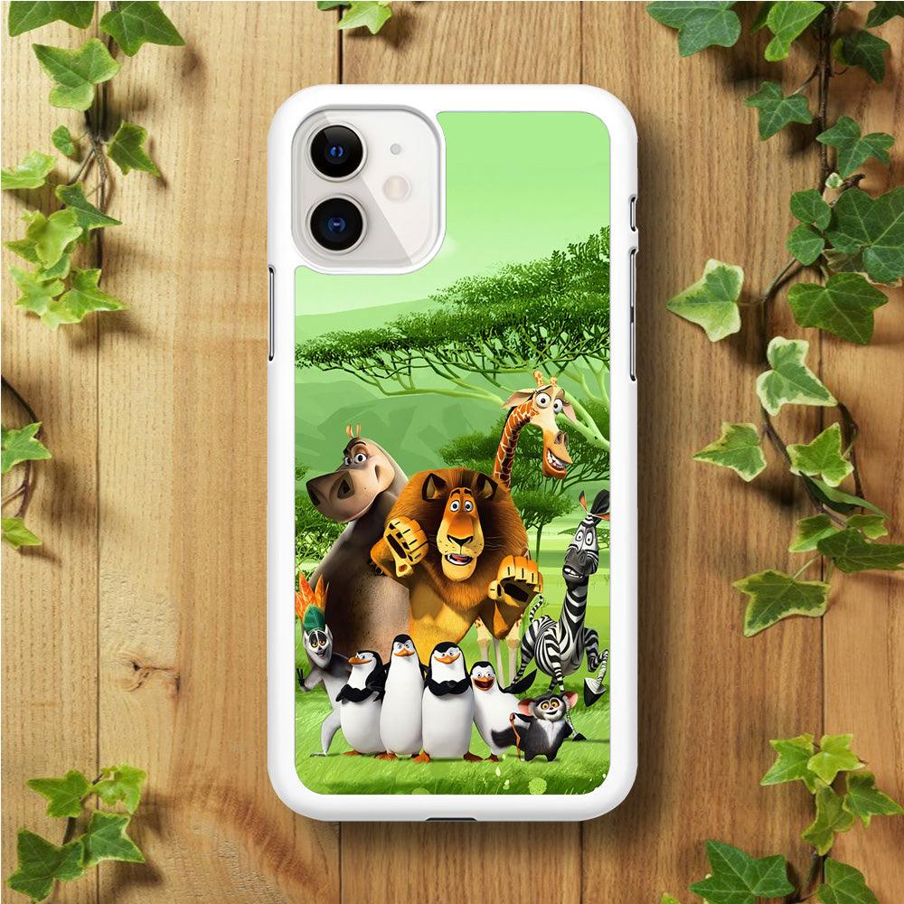 Madagascar Family iPhone 11 Case-Rubber / White (2D Case)-Xtracase