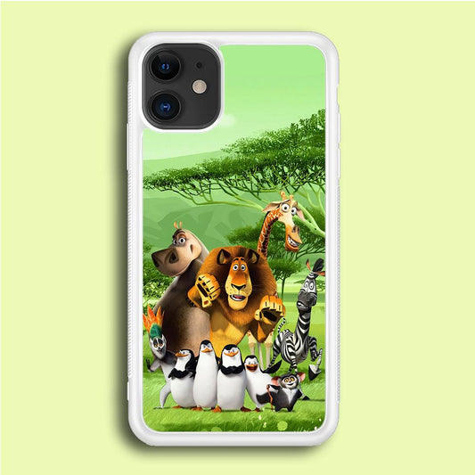 Madagascar Family iPhone 12 Case-Rubber / White (2D Case)-Xtracase