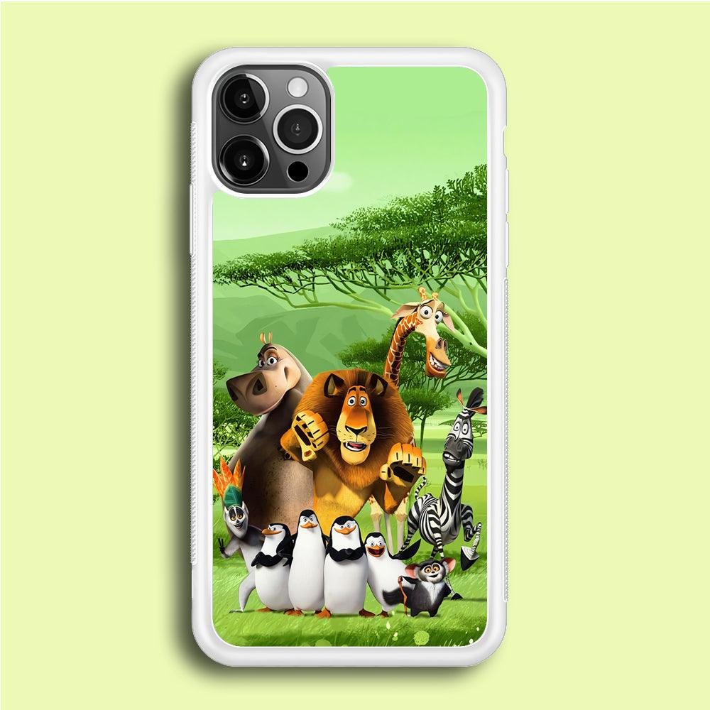 Madagascar Family iPhone 12 Pro Case-Rubber / White (2D Case)-Xtracase