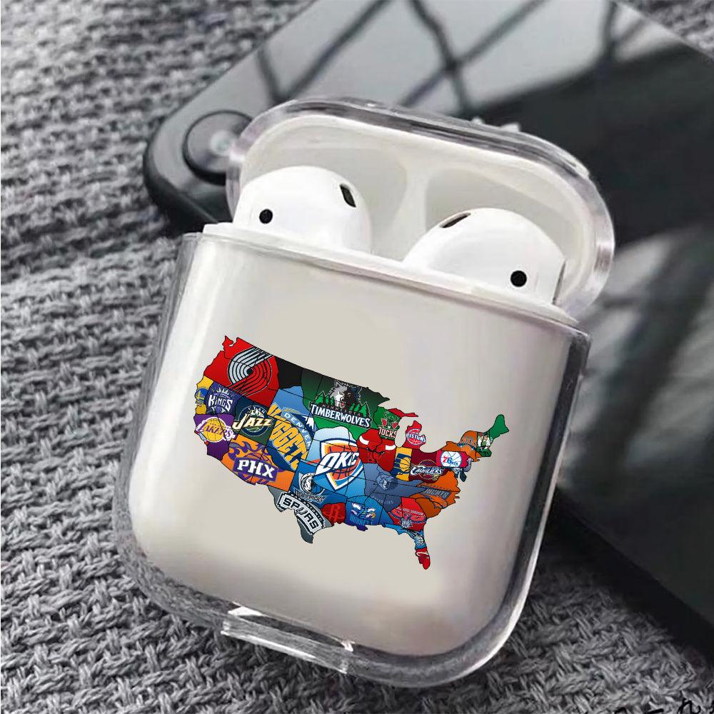 Map of NBA Protective Clear Case Cover For Apple Airpods-Xtracase