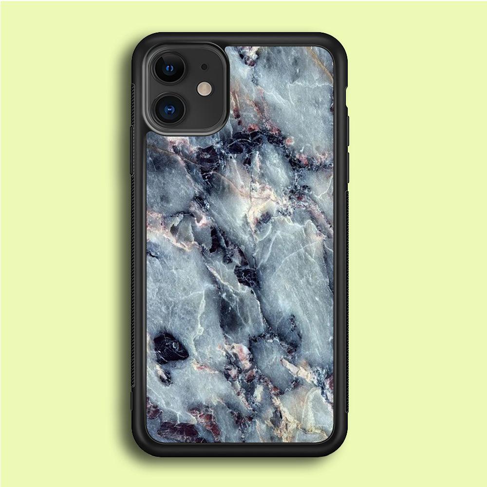 Marble Pattern 008 iPhone 12 Case-Rubber / Black (2D Case)-Xtracase