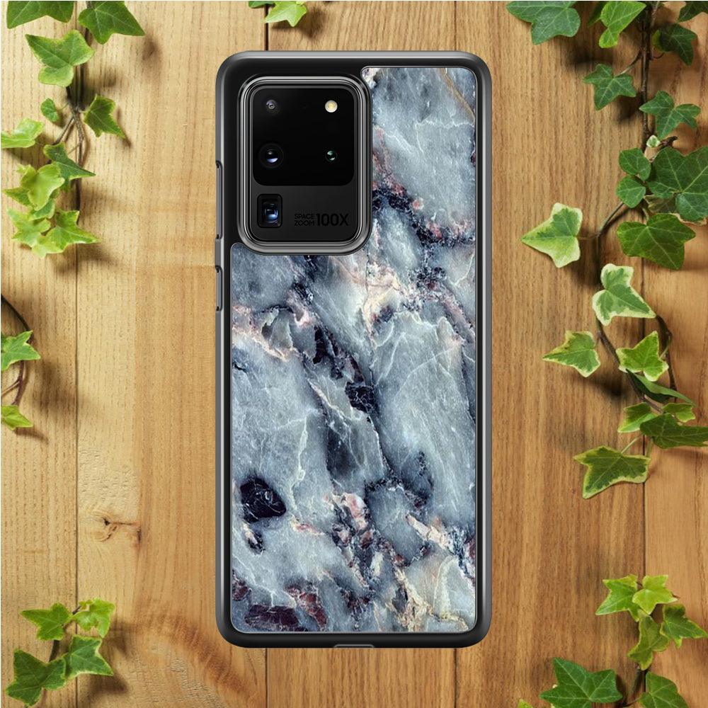 Marble Pattern 008 Samsung Galaxy S20 Ultra Case-Rubber / Black (2D Case)-Xtracase