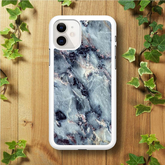 Marble Pattern 008 iPhone 11 Case-Rubber / White (2D Case)-Xtracase