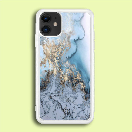 Marble Pattern 014 iPhone 12 Case-Rubber / White (2D Case)-Xtracase