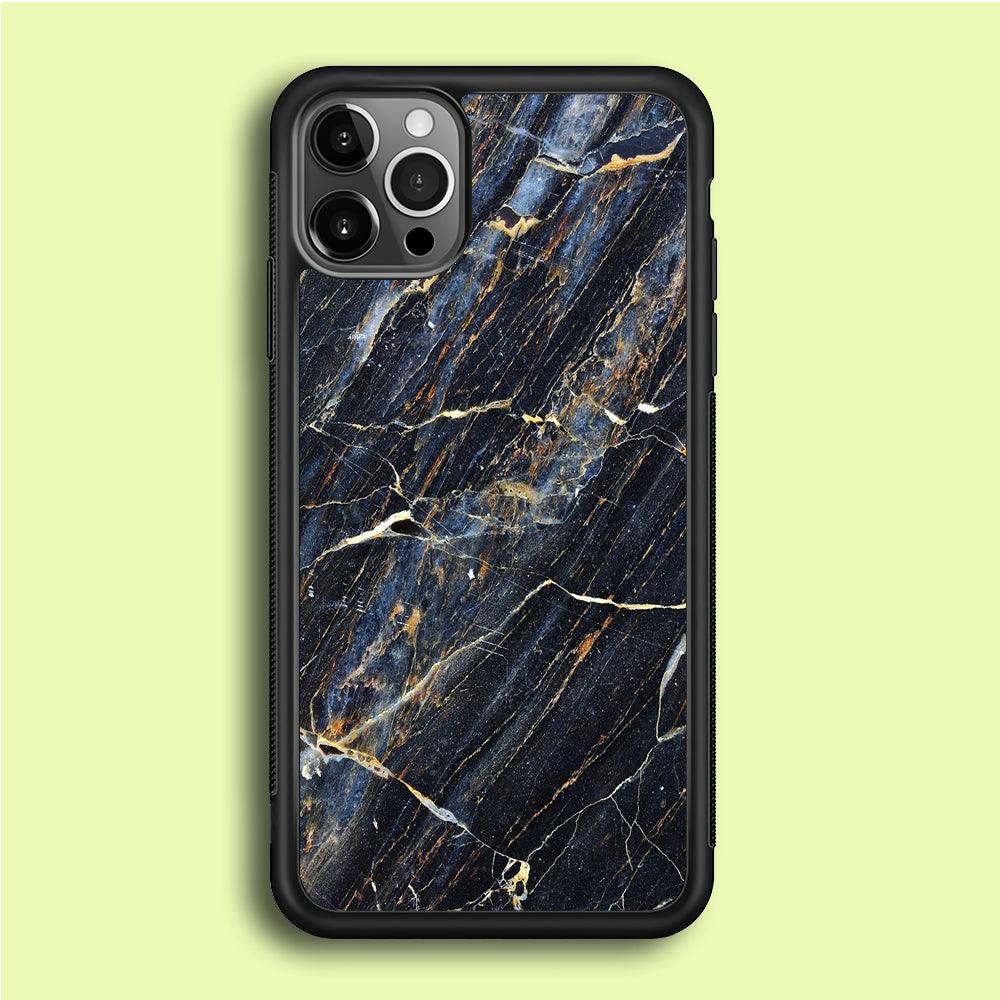 Marble Pattern 018 iPhone 12 Pro Case-Rubber / Black (2D Case)-Xtracase