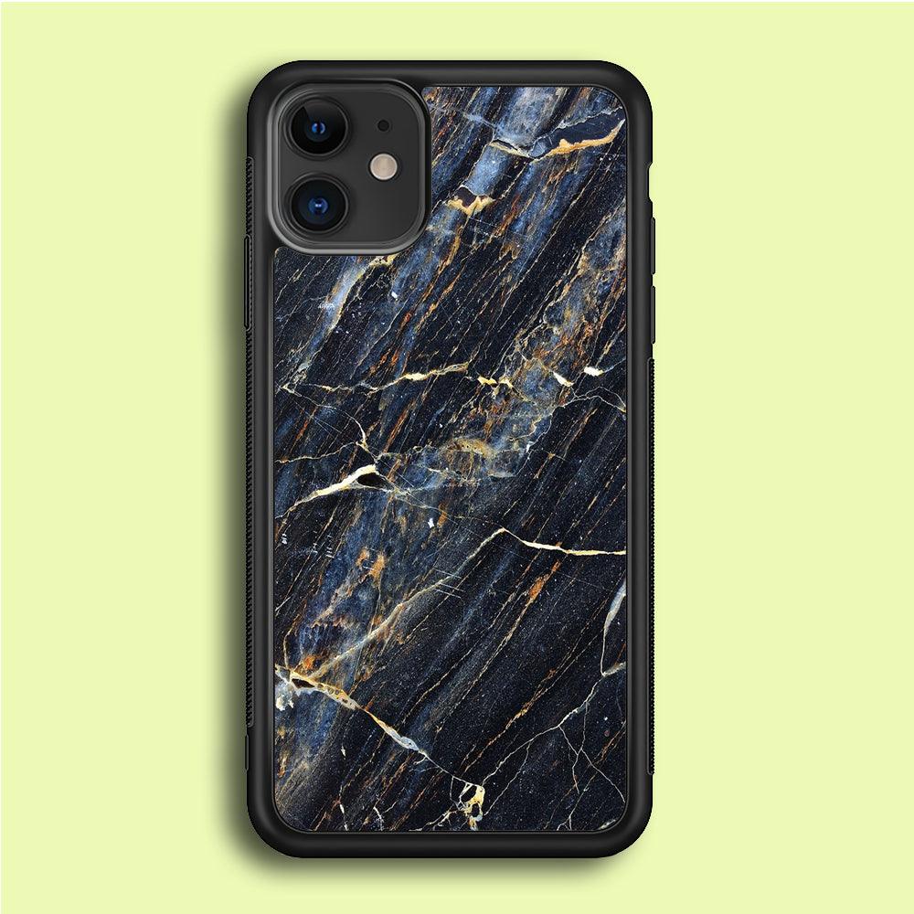 Marble Pattern 018 iPhone 12 Case-Rubber / Black (2D Case)-Xtracase