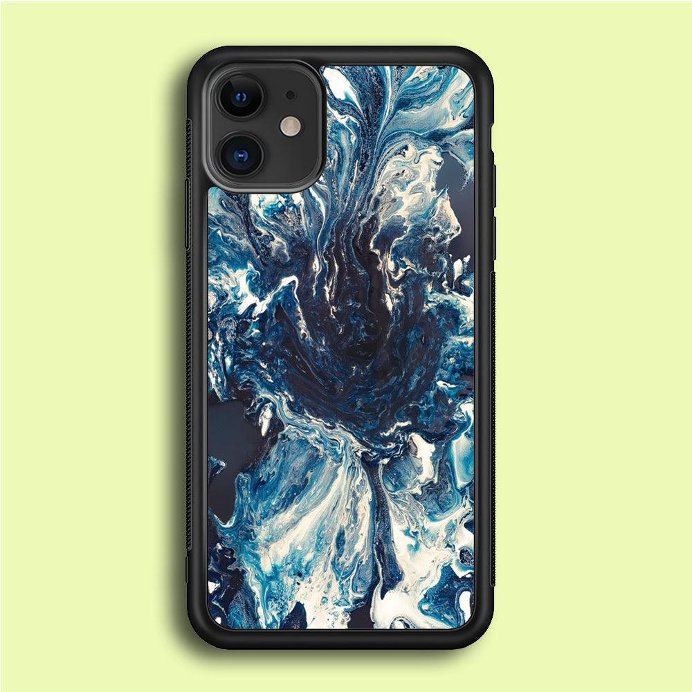Marble Pattern 027 iPhone 12 Case-Rubber / Black (2D Case)-Xtracase