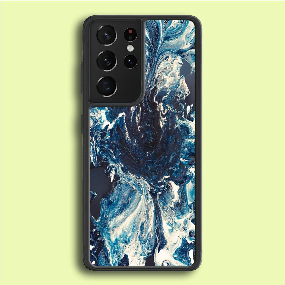 Marble Pattern 027 Samsung Galaxy S21 Ultra Case-Rubber / Black (2D Case)-Xtracase