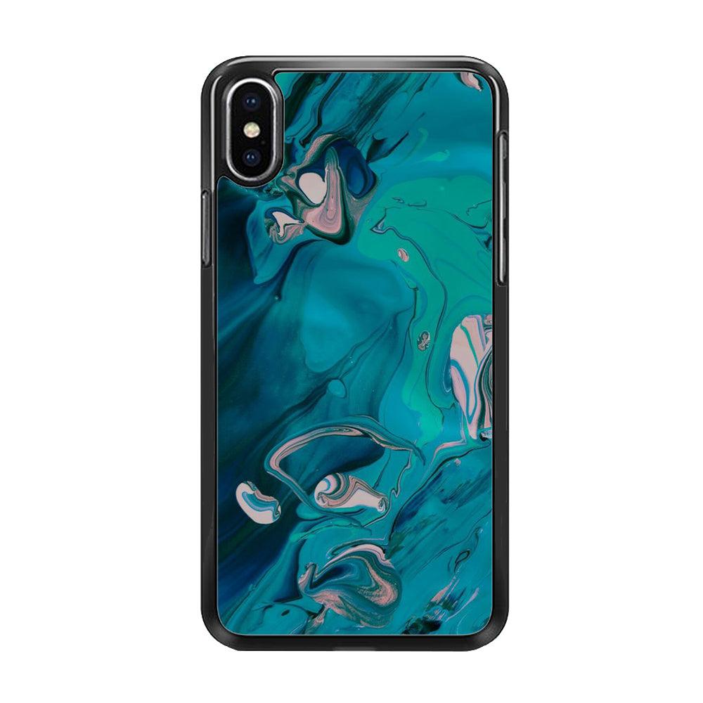 Marble Pattern 028 iPhone X Case-Rubber / Black (2D Case)-Xtracase