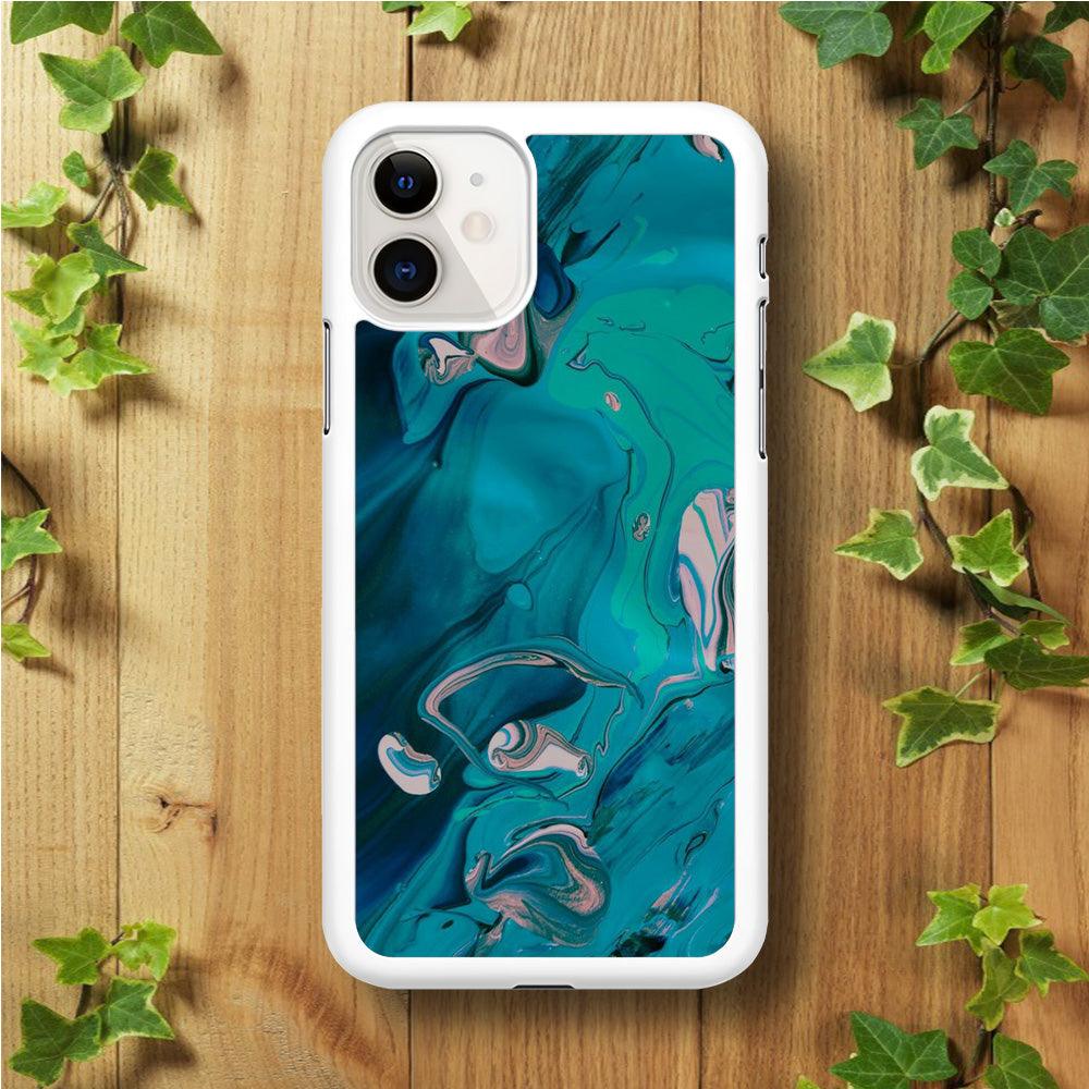 Marble Pattern 028 iPhone 11 Case-Rubber / White (2D Case)-Xtracase