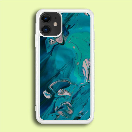 Marble Pattern 028 iPhone 12 Case-Rubber / White (2D Case)-Xtracase