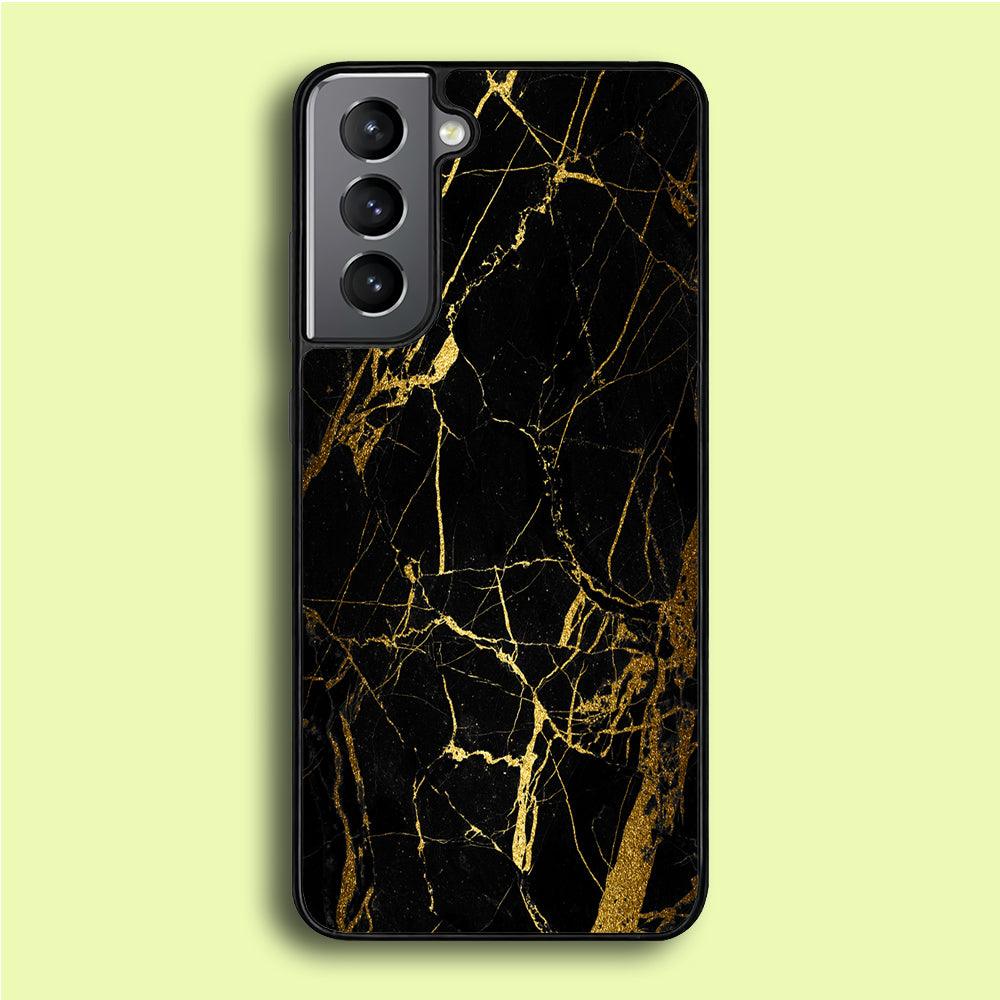 Marble Pattern Black and Gold Samsung Galaxy S21 Plus Case-Plastic / Full Wrap (3D Case)-Xtracase