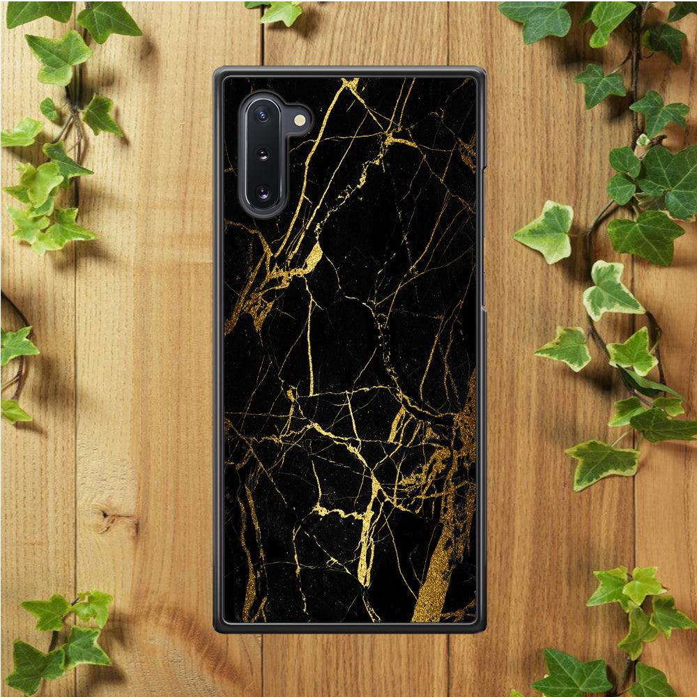 Marble Pattern Black and Gold Samsung Galaxy Note 10 Case-Rubber / Black (2D Case)-Xtracase