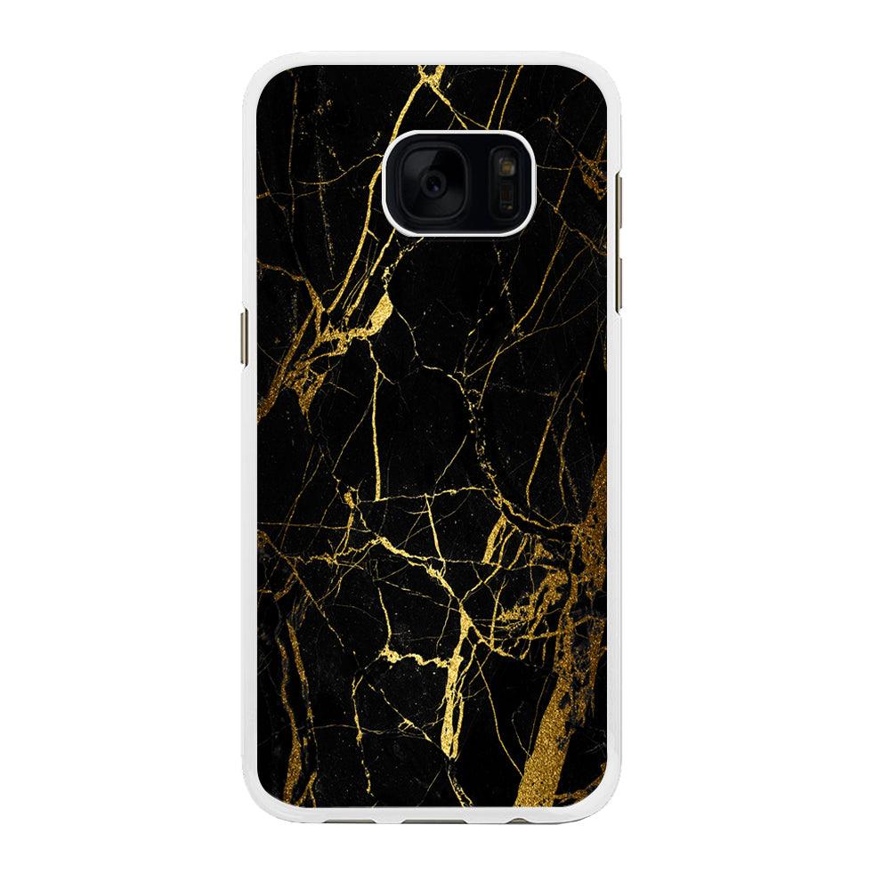 Marble Pattern Black and Gold Samsung Galaxy S7 Edge Case-Rubber / White (2D Case)-Xtracase