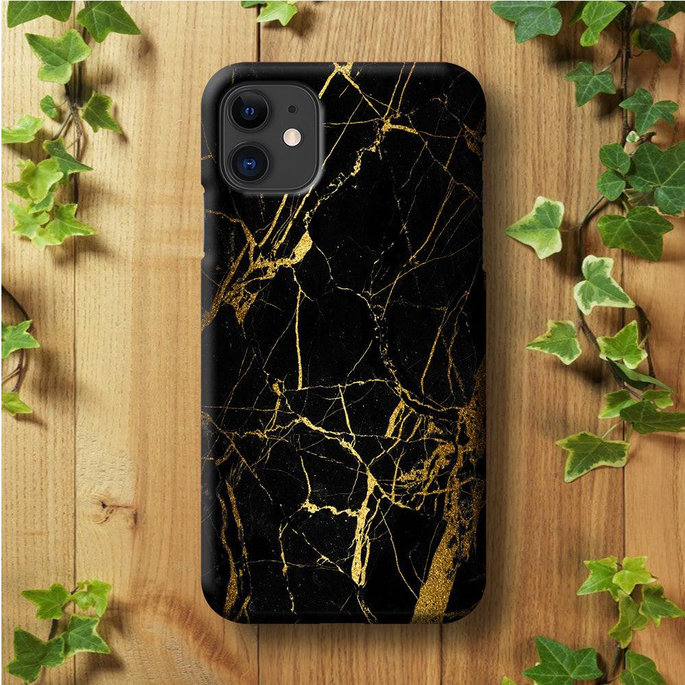 Marble Pattern Black and Gold iPhone 11 Case-Plastic / Full Wrap (3D Case)-Xtracase